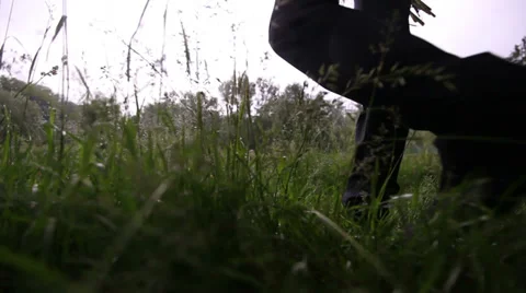 Stranger, walking on the grass 5 Stock Footage 32475974
