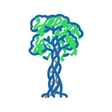 Strangler fig jungle amazon icon doodle illustration 스톡 일러스트