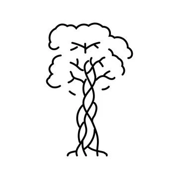 Strangler fig jungle amazon line icon vector illustration 스톡 일러스트
