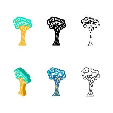 Strangler fig variants jungle amazon color icon vector Stock Illustration