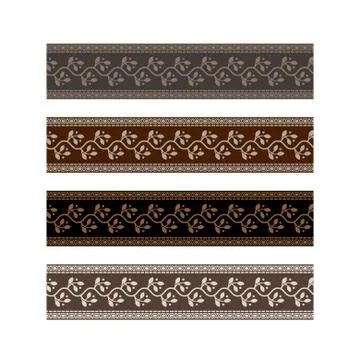 Strap pattern design tape with leaf ornament. Stock Illustration