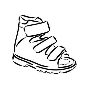 Strap sandal outline drawing vector, strap sandal in a sketch style, Stock Illustration