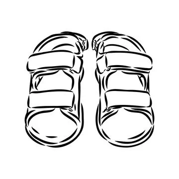 Strap sandal outline drawing vector, strap sandal in a sketch style, Ilustración de archivo