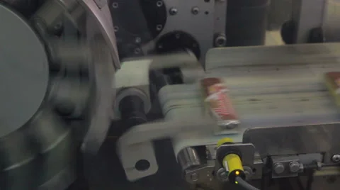 Strapping machine for chocolate packaging line Stock Footage 62525244