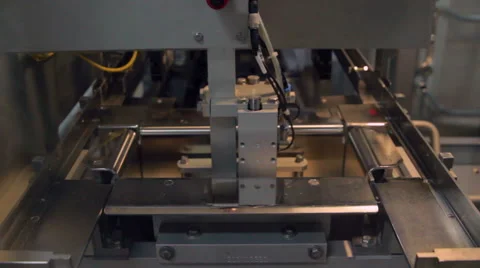 Strapping Machine for Industrail Packaging Line Stock Footage 62525243