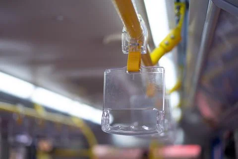 The straps on the train hold hands on the bus to hang firmly when there are l Stock Photos