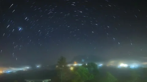 Strar Trails Over Mount Kinabalu Clockwise 12fps Video stock 35768474