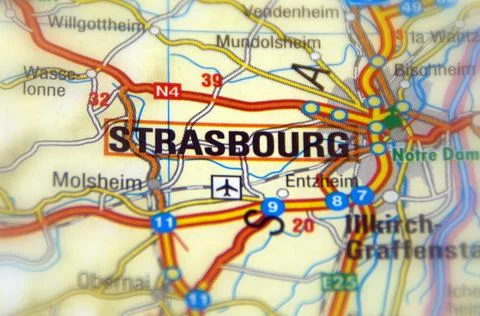 Strasbourg on a map Stock Photos