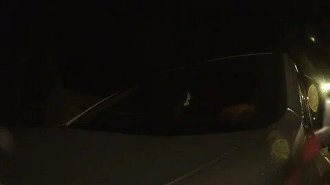 Strasbourg Night Drive - Low Angle Rigged car shot with dynamic urban motion - 4 Stock Footage 319256674