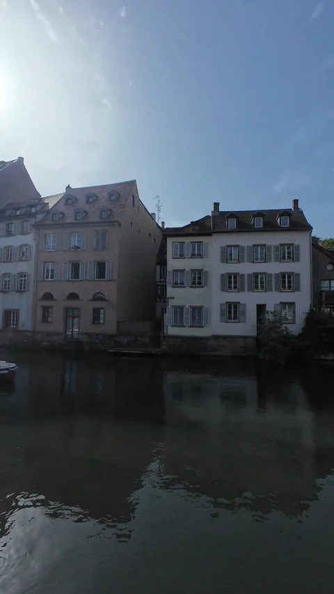 Strasbourg Waterfront and Historic Architecture Stock Footage 344129538