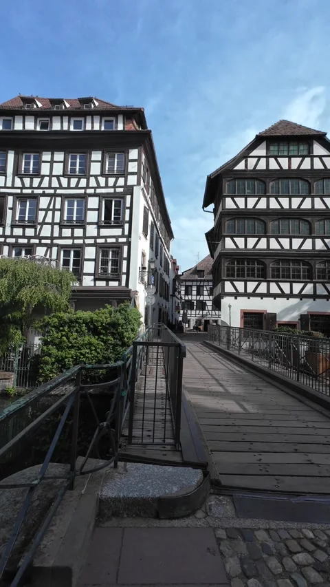 Strasbourg Waterfront and Historic Architecture Stock Footage 344129540