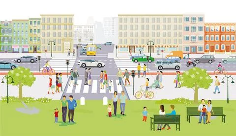 Strassen Menschen Stock Illustration