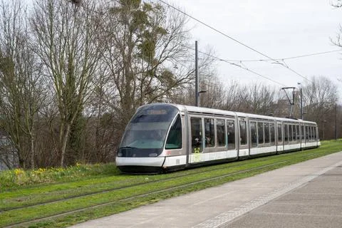  Straßenbahn im Frühling , Symbole, Frankreich, , Straßburg, , 27.02.2024, Stock Photos