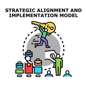 Strategic alignment and implementation model achieving business goals 스톡 일러스트