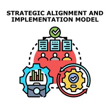 Strategic alignment and implementation model concept combining people, data.. Stock Illustration