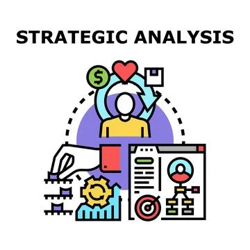 Strategic analysis process developing business strategy and goals Stock Illustration