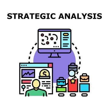 Strategic analysis process developing business management plan Stock Illustration