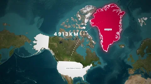 Strategic Arctic Defense Map Animation Showing Distance Between USA  Greenland Stock Footage 326986209