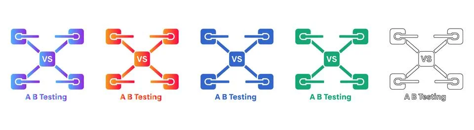 Strategic A/B Testing Comparison Icons Stockillustratie