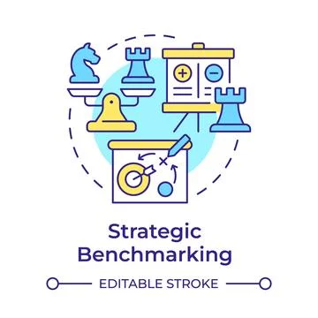 Strategic benchmarking multi color concept icon Stock Illustration