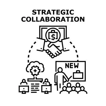 Strategic business collaboration developing new project ideas Stock Illustration
