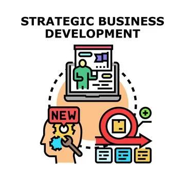 Strategic business development process launching new ideas Stock Illustration