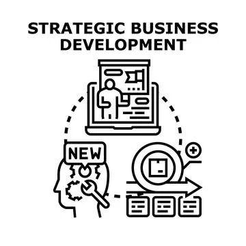 Strategic business development process launching new ideas Stock Illustration