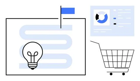 Strategic Business Planning with Data Analysis Concept Art Stock Illustration