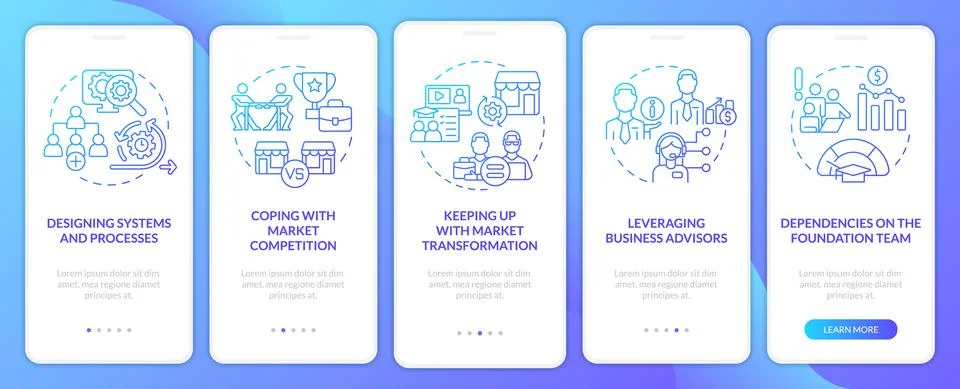 Strategic business problems blue gradient onboarding mobile app screen Stock Illustration