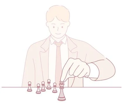 A Strategic Chess Move Made by an Ambitious Businessman in the Competitive Stock Illustration