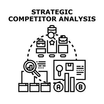 Strategic competitor analysis optimizing business competition process Stock Illustration