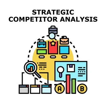 Strategic competitor analysis optimizing business competition process Illustration