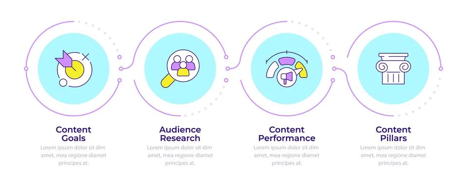 Strategic content structure infographic 4 steps Stock Illustration