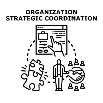 Strategic coordination for organization development and business management Stock Illustration