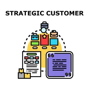 Strategic customer analyzing client relationship management data Stock Illustration