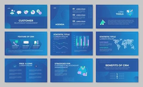 Strategic customer engagement frameworks presentation template set Stock Illustration
