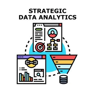 Strategic data analytics concept vector icon set Stock Illustration