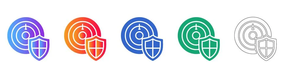 Strategic Data Security Target Icons Stock Illustration