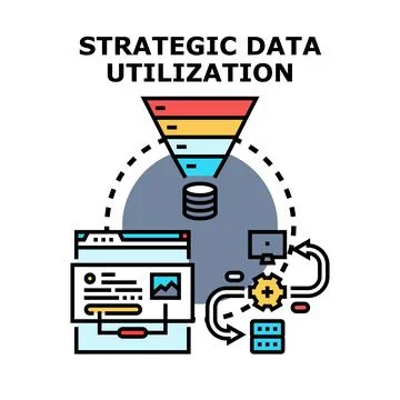 Strategic data utilization and business intelligence process Illustrazione stock
