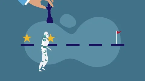 Strategic Decision-Making with AI Robot and Chess cartoon animation Stock Footage 302529592