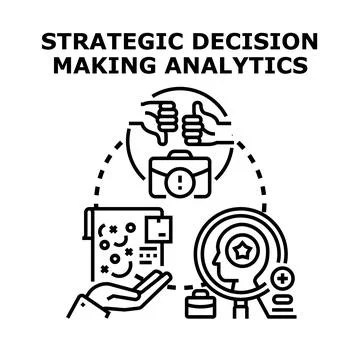 Strategic decision making process analytics and planning Illustrazione stock