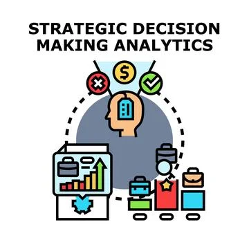Strategic decision making process analytics concept Stock Illustration