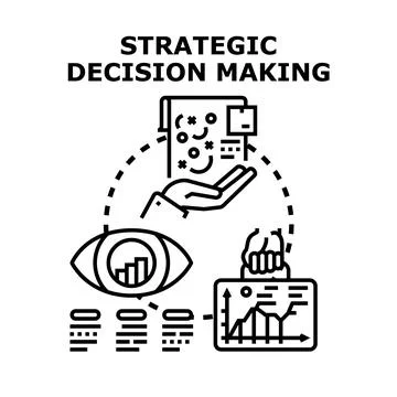 Strategic decision making process with business planning Stock Illustration
