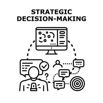 Strategic decision making process developing business goals Illustrazione stock