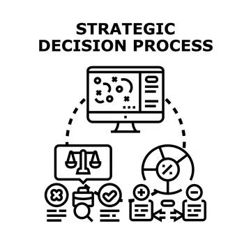 Strategic decision process analyzing business options and planning 库存插图