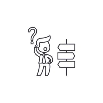 Strategic decisions vector line icon, sign, illustration on background, editable Stock Illustration