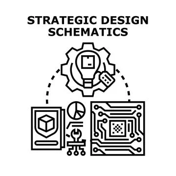 Strategic design schematics planning development process Stock Illustration