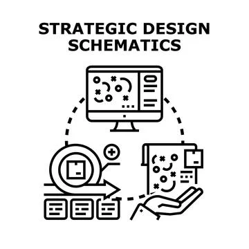 Strategic design schematics representing development workflow process イラスト素材