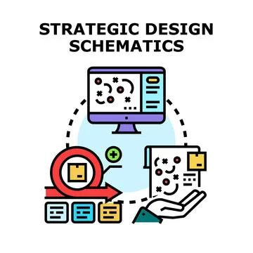 Strategic design schematics representing development workflow process イラスト素材
