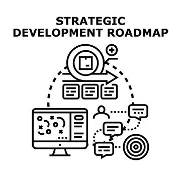 Strategic development roadmap planning and teamwork concept Stock Illustration